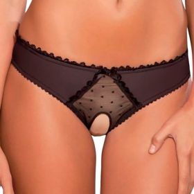 Panties Women Open Crotch Mesh Sexy Bowknot Hallow Out Erotic Lingerie Low Waist Crotchless Panties Women panties for sex - Negro - XXL