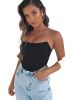 Women's Sleeveless Push Up Bustier Corset Boned Off Shoulder Bodyshaper Crop Tops - Black - L