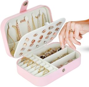 Jewelry Organizer Jewelry Box for Women Double Layer Travel for Necklace Earring Rings PU Leather Jewelry Holder Case - Pink