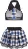 Women School Girl Lingerie Costume Lingerie Set Sexy Student Costumes - Multi_navy_blue - Medium