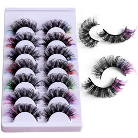 Eyelashes Natural Faux Mink Lashes Wispy Fluffy Curly 3D Effect Fake Eyelashes 7 Pairs Pack for Daily Halloween Cosplay Costume Eyelashes  - Color