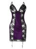 Women Dress Night Lace Pajamas Dress Sexy Sleepwear Backless Vintage Dress - Purple - M(6)