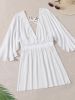 Plus Size Chiffon Flounce Cover Ups; Women's Plus Solid Elegant Bikini Tops Cover Ups - White - 2XL(16)