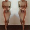 Fashion Women Bandange Dress Bodycon Long sleeve Sexy Clubwear Party Dress - Gray - XXL