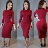 Fashion Women Bandange Dress Bodycon Long sleeve Sexy Clubwear Party Dress - Black - S