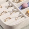 Jewelry Organizer Jewelry Box for Women Double Layer Travel for Necklace Earring Rings PU Leather Jewelry Holder Case - white