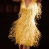 Women's Layered Fringe Deep V Neck Mini Dress Sleeveless Tassels Flapper Dresses - Yellow - 4XL