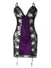 Women Dress Night Lace Pajamas Dress Sexy Sleepwear Backless Vintage Dress - Purple - XL(12)