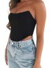 Women's Sleeveless Push Up Bustier Corset Boned Off Shoulder Bodyshaper Crop Tops - Black - S