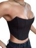 Women's Sleeveless Push Up Bustier Corset Boned Off Shoulder Bodyshaper Crop Tops - Black - L