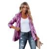 Women's Sequin Blazer, Shimmer Jacket, Casual Long Sleeve Glitter Lapel Coat - SILVER - M