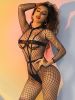 Sexy Lingerie Pink Fishnet Dew Charming Cute Girl Jumpsuit Two Piece Set - S - Pink