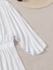 Plus Size Chiffon Flounce Cover Ups; Women's Plus Solid Elegant Bikini Tops Cover Ups - White - 2XL(16)