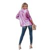 Women's Sequin Blazer, Shimmer Jacket, Casual Long Sleeve Glitter Lapel Coat - SILVER - M