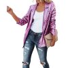 Women's Sequin Blazer, Shimmer Jacket, Casual Long Sleeve Glitter Lapel Coat - Black - S