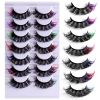 Eyelashes Natural Faux Mink Lashes Wispy Fluffy Curly 3D Effect Fake Eyelashes 7 Pairs Pack for Daily Halloween Cosplay Costume Eyelashes  - Color