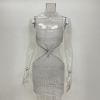 Women's Sexy Open Back Hollow Suspender Dress Bodycon Mini Nightclub Party Dress - Silver - M