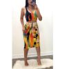 Summer Sexy Temperament Women's Tie-dye Suspender Skirt Set Two-piece Night Club - Yellow - XL